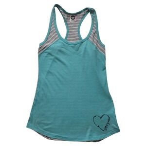 ROXY Tank Top  Women's blue Gray Striped Race Back Summer Beach‎ Fitness Junior